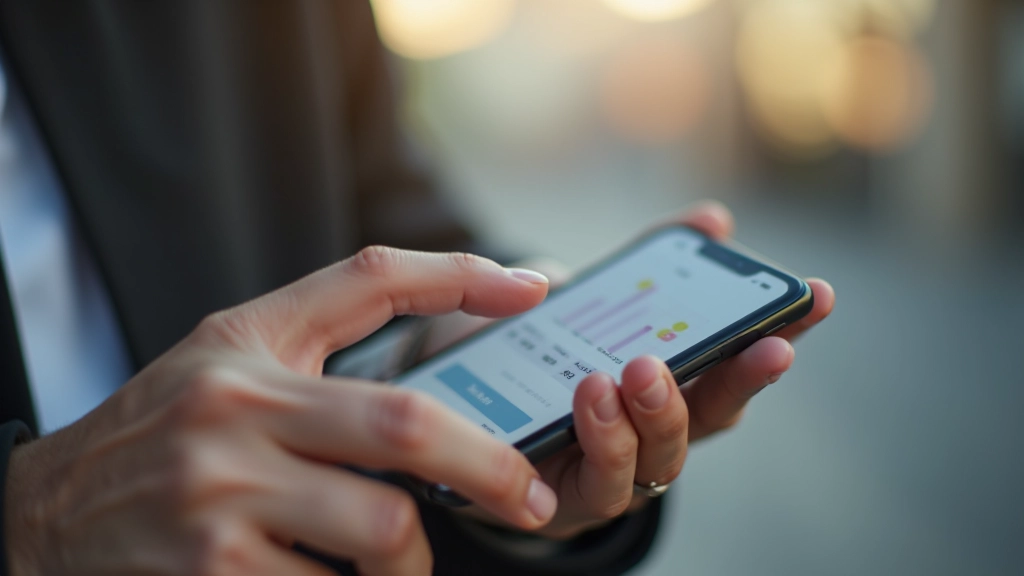 Zwei Hände halten Smartphone mit Banking-App