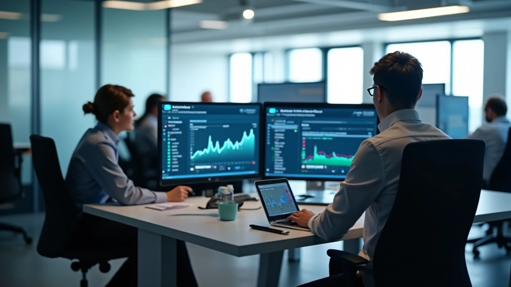 FinanzFlow GmbH Büro mit Finanzteam an modernen Workstations