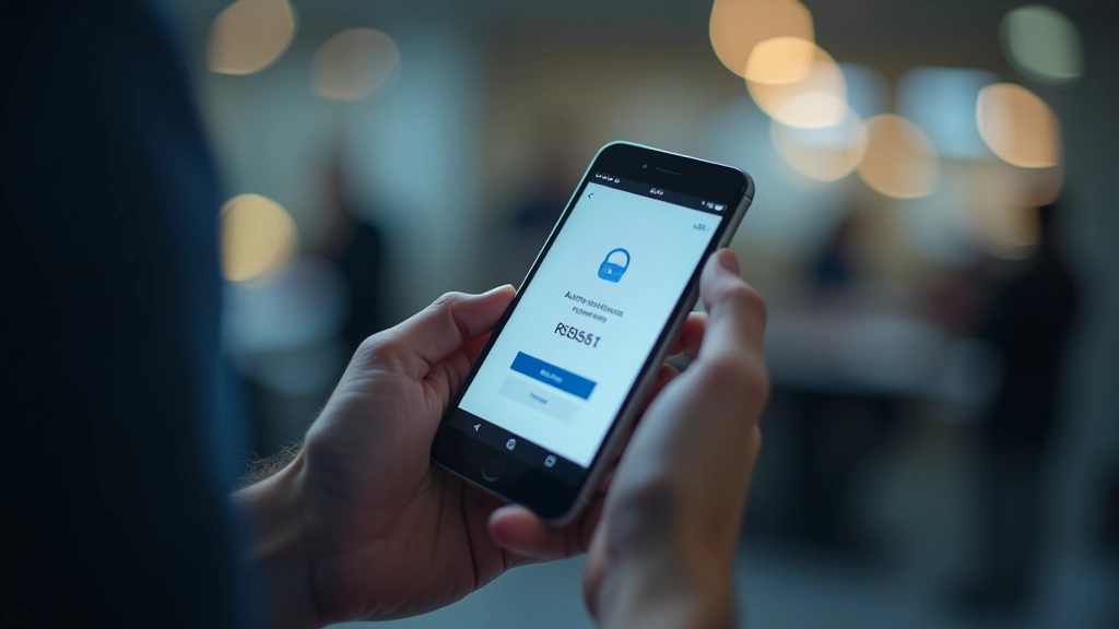 Smartphone zeigt eine Authentifizierungs-App mit sechs-stelligem Code, moderne Technologie-Umgebung, klare Details
