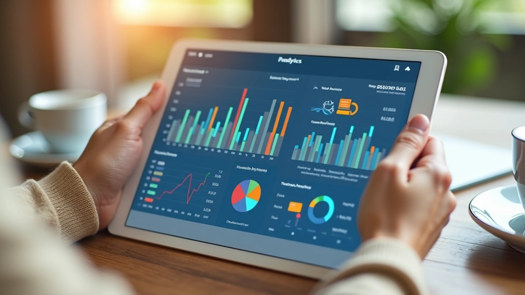 Tablet zeigt detaillierte Finanz-Übersicht mit Diagrammen und Budget-Analyse