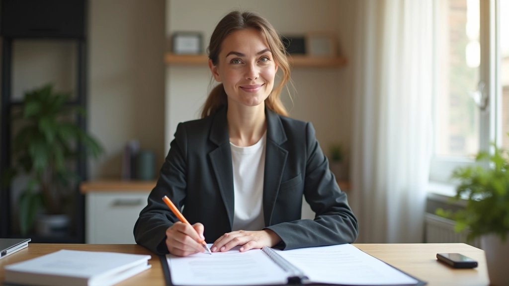 Person sitzt am Schreibtisch und plant Finanzstrategie mit Notizen